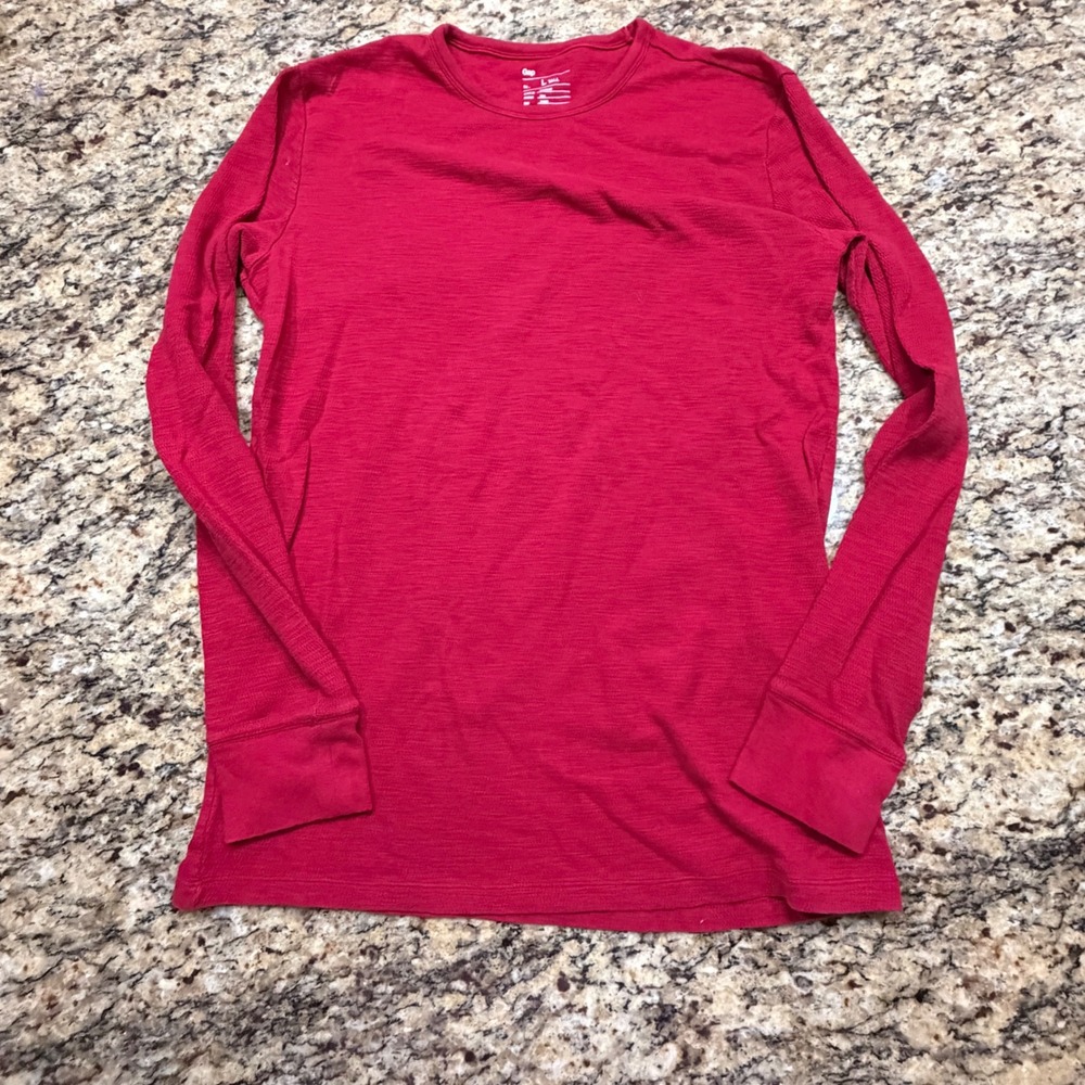 Gap Womens Red Long Sleeve Cotton Slub Knit T-Shirt Size Large Tall L TALL